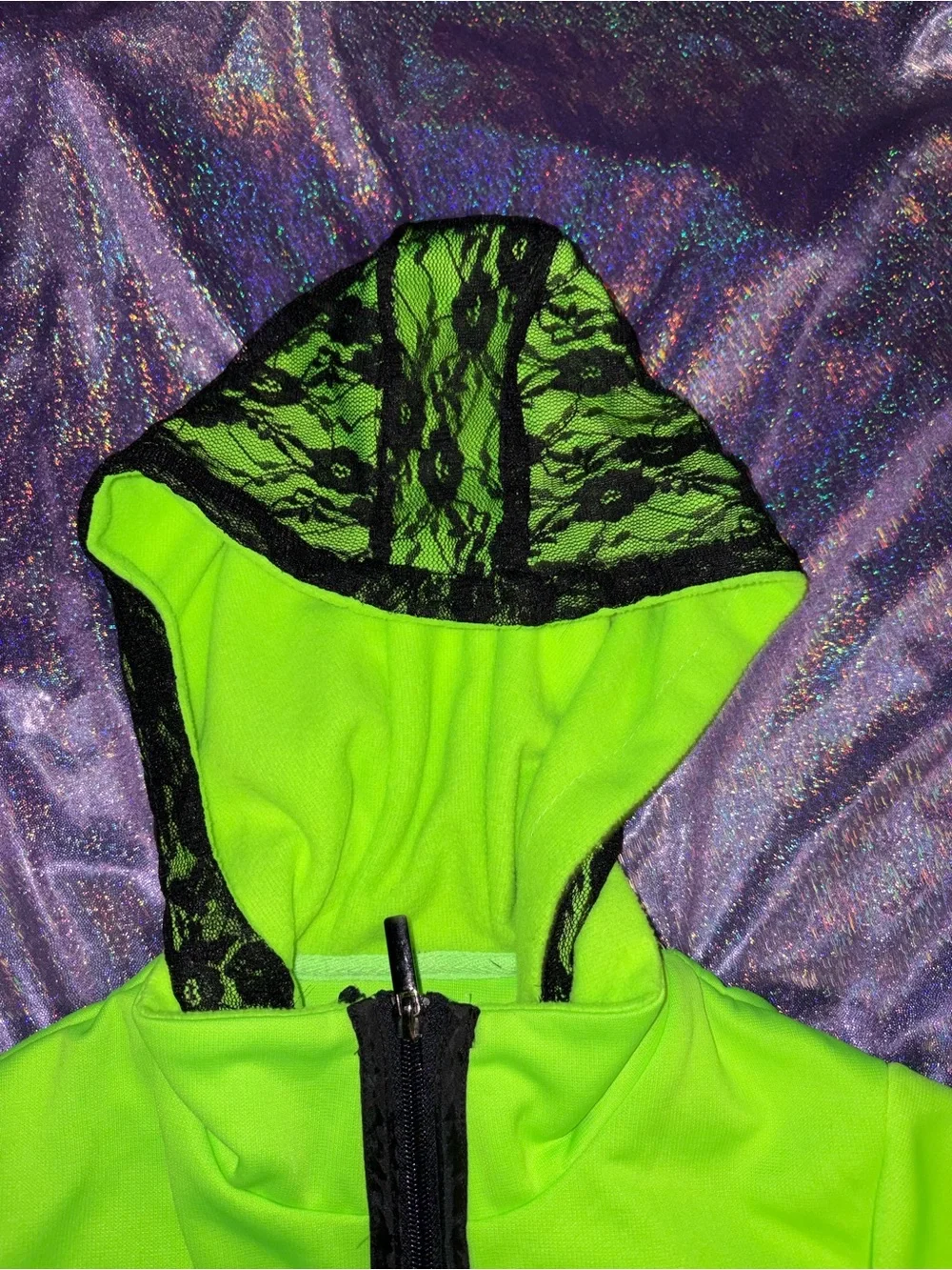 Girls Lime Green Lace New Balance Zip Up Hoodie